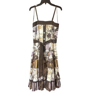 Raga Chaudry Womens Floral Anthro Sundress w Adjustable Straps & Tie Waist